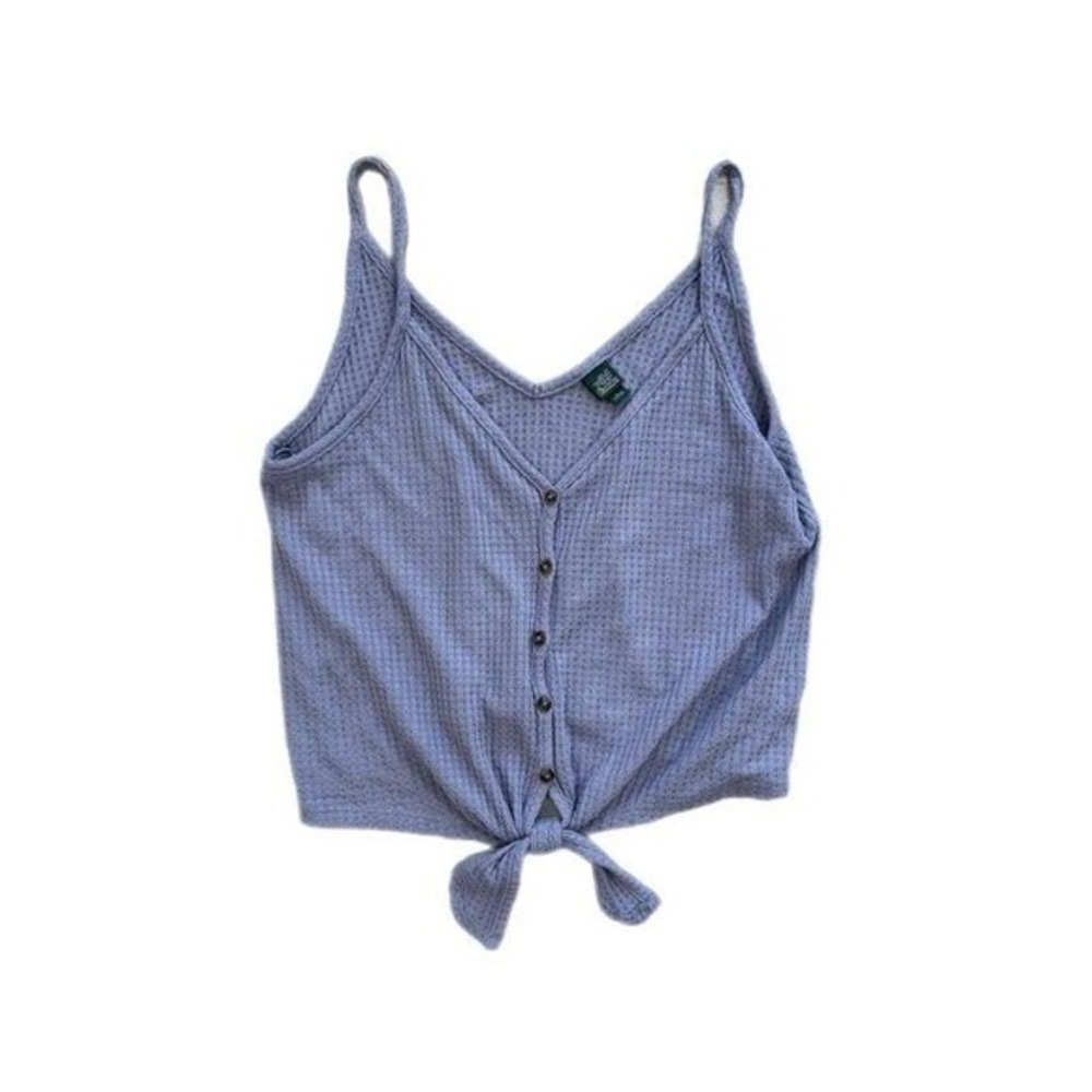 Wild Fable Cropped Tank Top Waffle Knit Tie Front Lavender Purple Women's Large